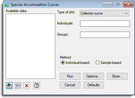 Species Accumulation Curves Genstat V22